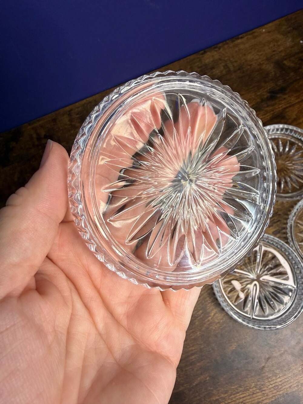 Set of 6 Crystal Coasters Starburst Design - Picture 3 of 3